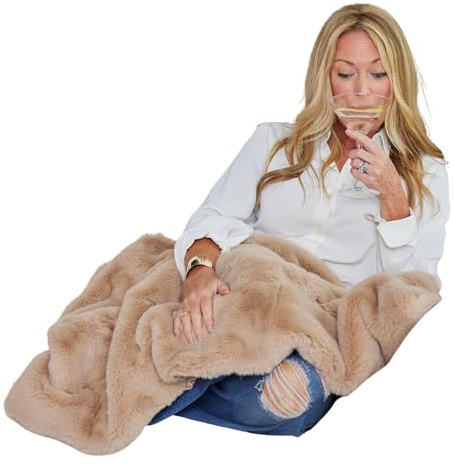 Pretty Rugged Camel TS Luxe Faux Fur Long Lap Blanket