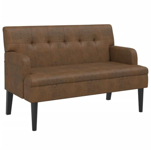 vidaXL Sitzbank mit Rückenlehne Braun 112x65,5x75 cm Wildleder-Optik