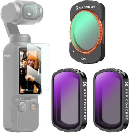 K&F CONCEPT CPL + ND4 + ND8 Filter Kit Compatible with DJI Osmo Pocket 4/3 | HD Magnetic Filter Kit Neutral Density Polarising Filter Optical Glass - FD161
