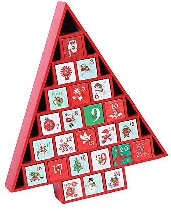 Duiaynke Adventskalender aus Holz, befüllbar, 24 Tage Adventskalender für Tisch, Zuhause, Weihnachtsdekoration, Foto-Requisiten