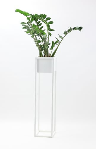 Blumenständer, Pflanzenständer, Metall Ständer CUBO 90cm, Loft Box, Modern, Pulverbeschichtet, JAKPOL (Weiß)