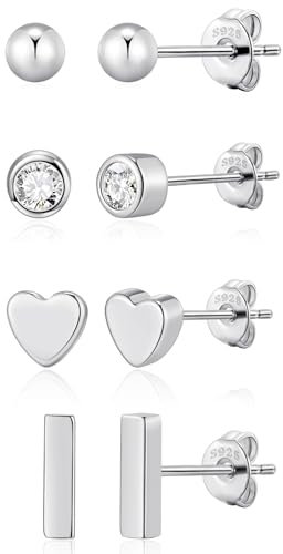VEEDOFA Boucles d'Oreilles Clou en Argent Sterling 925 Hypoallergéniques, Ensemble Multiple pour Femmes, Cadeaux