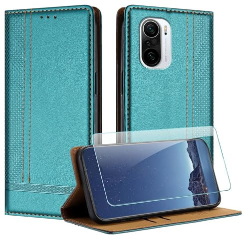 JayModCase Funda para Xiaomi Redmi K40/K40 Pro/mi Poco F3 con Protector Pantalla, Flip Leather Ranura Tarjeta Magnético Wallet Carcasa con Cierre magnético Soporte Plegable para Xiaomi Poco F3 - Verde