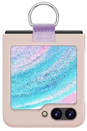 EASSGU Coque Skin-Touch avec Anneau Métallique pour Samsung Galaxy Z Flip7 FE/Z Flip6 (6.7) - Rose.