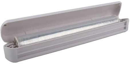 NDNCZDHC Plastic Wrap Dispenser with Cutter, Reusable Cling Film Dispenser, Cling Wrap Dispenser with Slide Cutter, 14.6x2.4x2in