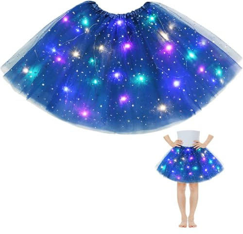 AYBUY Gonna Tutu LED con Paillettes in Tulle Luminoso per Bambina, Carnevale, Halloween, Natale e Festa per le Ragazze