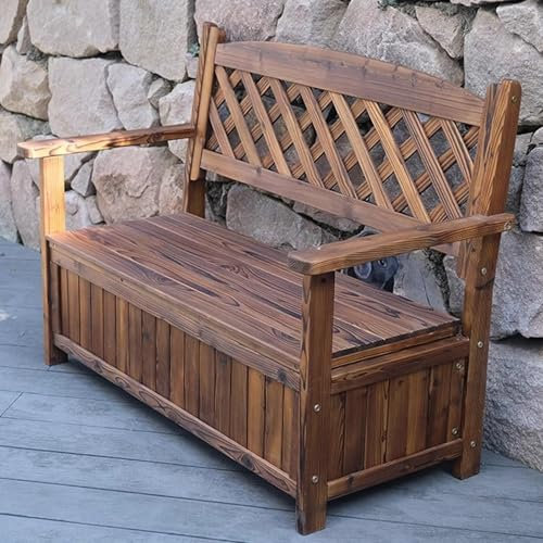 KXJPIZIYB Gartenbank für Draußen, Sitzgelegenheit für Die Terrasse, Parkbank mit Stauraum und Rückenlehne und Armlehne, für Rasen, Garten, Hof, Park, Wetterfeste Außenbänke