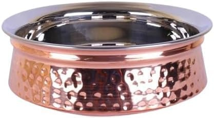 MIXEL Stainless-Steel Copper Handi, Resistant To Stains, Odors, And Corrosion, Uniform Heat Distribution, Preserve The Authentic Taste And Nutritional Qualities, (15 cm)