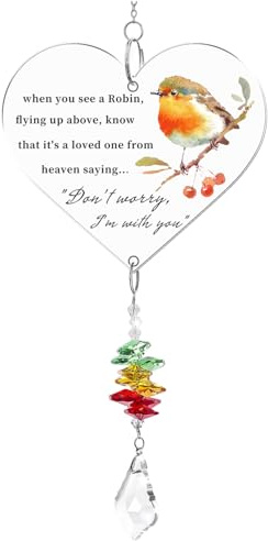Robin Memorial Gifts, Warm Hanging Heart Plaque Present Acrylic Plaque Gifts with Poem to Remember Loved Ones