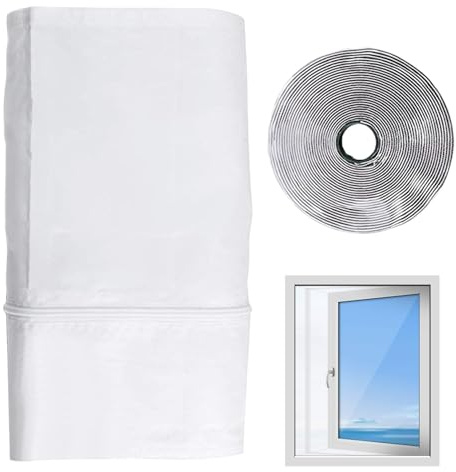 Dubbulon Kit de Ventana para Aire Acondicionado Portátil | Cerramiento De Ventilación Con Cremallera Y Cierre Adhesivo | Accesorio Para Evitar Intercambio De Aire En Oficina Cocina Apartamento Estudio