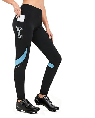 Santic Pantalon Cycliste Thermique d'hiver pour Femmes Pantalon Cycliste Pantalon Legging à Haute Densité Haute élasticité et Rembourrage en Mousse 4D Respirante