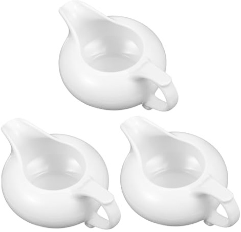SEWACC 3 pezzi Brocche Latte in Ceramica Bianca per Schiumare Panna Design Ergonomico con Beccuccio Unico e Manico Comfort Facili da Pulire e Resistenti per Caffè e Decorazioni Tavola