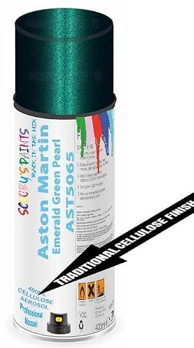 Aerosol Spray Paint Compatible with Aston Martin Emerald Green Pearl AST5065D Available in Direct Gloss, Cellulose or Basecoat (Cellulose Aerosol)