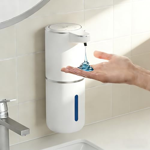 Fantictas Automatisch Seifenspender Wandbefestigung,1200mah elektrischer seifenspender 380ml Elektrischer Seifenspender ohne Bohren mit USB Wiederaufladbar, IPX5 Wasserdicht für Bad Toilette Küche