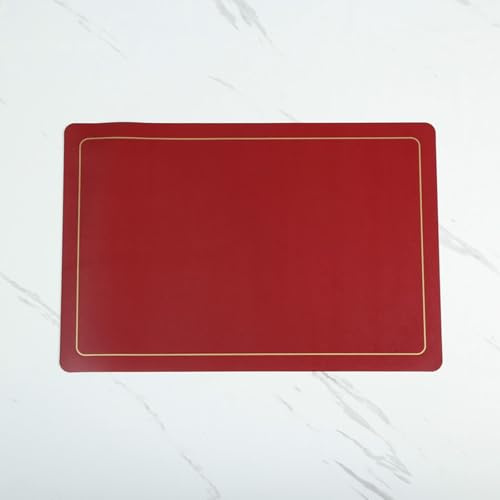 Tovagliette In Pelle, Tovagliette Sottopiatto Rosso Set di 2 Colore Solido Rettangolare 45x30cm