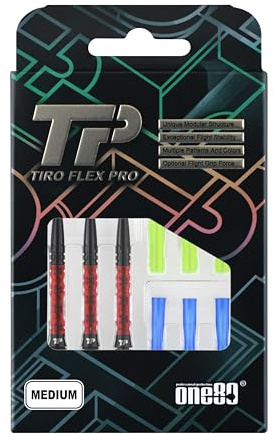 ONE80 Trio Flex Pro TFP Shaft Combo | Dart Schäfte Titan Basis | Kurz Tweenie Medium | Standard & Molded Flights kompatibel | Dart Zubehör Set