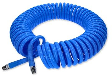 KS Tools Spiralschlauch Druckluft 515.3340 Ø 10mm I 15m langer, elastischer PU-Druckluftschlauch mit drehbarer Verschraubung I Schlauchenden mit Knickschutz