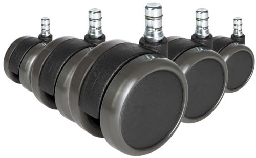 hjh OFFICE 619025 5X Hartbodenrollen 11mm / 65mm ROLO No-Noise Stuhlrollen für Harte Böden (5er Pack)