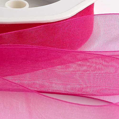 Italian Options Organza-Chiffonband, durchscheinende Organzabänder für Geschenkverpackungen, Geschenke, Basteln, Hochzeit, Blumensträuße, Geburtstag, Dekorationen, Dekor, 38 mm x 20 m, Azalee Rosa