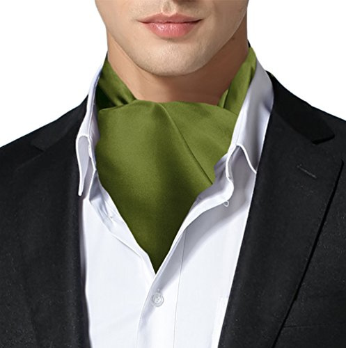 Remo Sartori – Ascot Krawattenschal für Herren, Aus Reiner Seide, Einfarbig, Made in Italy (Grün)