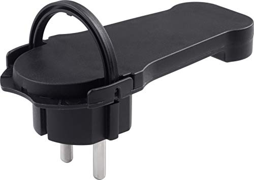 Meister Flachstecker schwarz - Mit Klappbügel - Geeignet für Leitungen mit 1,5 mm² Kabelquerschnitt - IP20 Innenbereich / Schutzkontakt-Winkelstecker extraflach / Schuko-Stecker / 7421080, 1 Stück | Geeignet für Leitungen mit 1,5 mm² Kabelquerschnitt – IP20 Innenbereich – Schutzkontakt-Winkelstecker extraflach