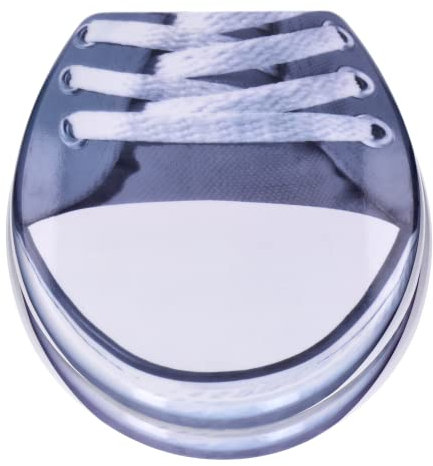 TP WC-Sitz mit Absenk-Automatik und Motiv, Soft-Close-Funktion, Toiletten-Deckel mit Holz-Kern, ovale O-Form, EU-Größe, bis 120 kg, rostfreie Scharniere, einfache Montage, universal passend (Shoe)