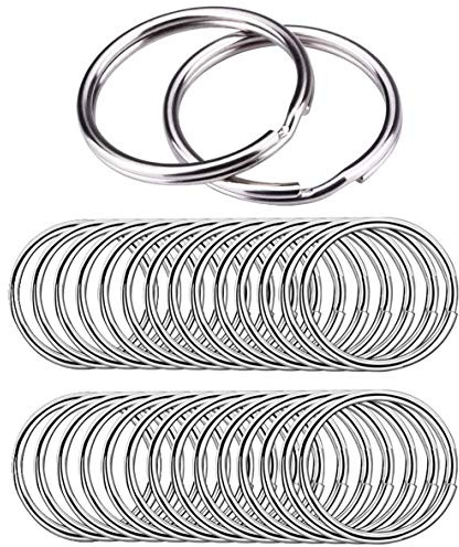 Voarge 100 Stück schlüsselringe 25mm Edelstahl,runder schlüsselringe,Metall Split Ring,schlüsselanhänger Ringe für Haus Schlüssel Organisation und Handwerk, Silber