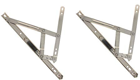 MroMax 12 Inch Round Slot Casement/Hanging Window Hinge and 202 Stainless Steel Silver Tone 2PCS