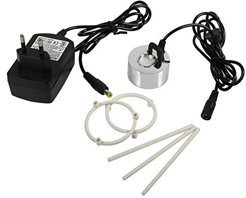 Tyenaza Party Mist Maker Ultraschall Wasserteich Brunnen Nebler 24V LED Rot Gelb und Blau Lichtblitze Aluminium Zerstäuber Luftbefeuchter für und Steingarten Aquarium(EU-Stecker)