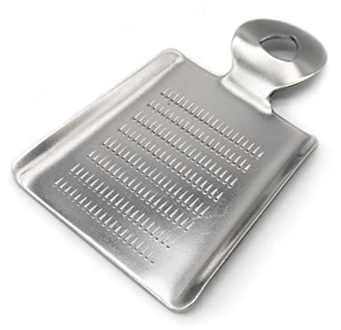 Mini Grater for Small Portion of Whole Nutmeg, Cinnamon Sticks, Fresh Turmeric, Ginger, Garlic, Wasabi, etc. Stainless Steel, Made in Japan Silver 3.6 inch x 2.4 inch x 0.3 inch 00023-110
