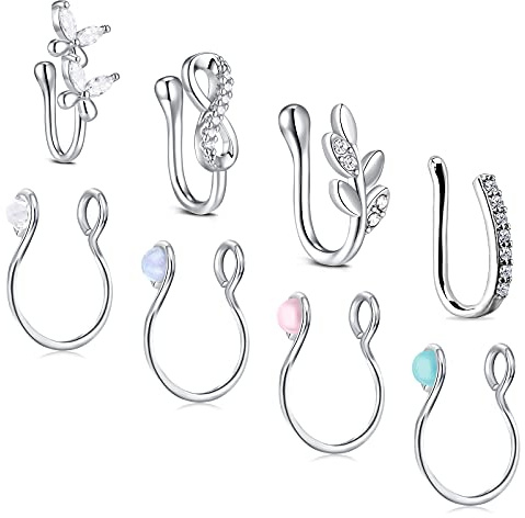 JFORYOU Falsk septum piercing i rostfritt stål tragus brosk örhänge piercing örhängen klämmor falska örhängen för dam herr, metall, Metall