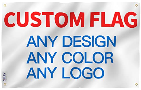 Anley Custom Flag 6x10 Fuß Custom Flags Banner – Personalisieren Sie Ihr eigenes Logo/Design/Worte drucken – Lebendige Farbe, Kopfzeile aus Segeltuch doppelt genäht 6 x 10 Ft – einseitig (4 Eckösen)