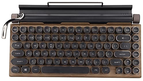 Retro-Schreibmaschinentastatur, Mechanische Bluetooth-Tastatur, 83 Tasten, Vintage, Verschleißfeste Gaming-Tastatur, Unterstützt Drahtlose 2000-Ma-Helligkeitseinstellung