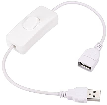 CABLEPELADO USB-Kabel mit Ein-/Aus-Schalter, geeignet für USB-Kopfhörer, USB-Lampe, USB-Lüfter, LED-Streifen, iOS-System, weiß, 30 cm