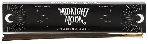 Midnight Moon Räucherstäbchen Bergamotte & Neroli – 15er-Pack Aromatische indische Räucherstäbchen – handgerollte, vegane & biologische Duftpackung mit Halter – Vorsicht beim Verbrennen