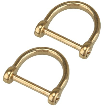 D-Ringe aus massivem Messing mit Schraube Hufeisen U-Form Schäkel für Schlüsselhalter Reißverschluss Puller Geldbörse Armband 2/3 Zoll 2 Stück