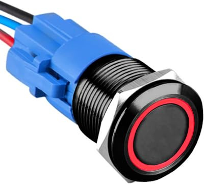ETOPARS Schwarze Schale 19mm Kippschalter 12V 5A Auto Wippschalter Metall Druckschalter Wasserdicht EIN/AUS Taste Schalter mit Drahtstecker Rot Licht Ring Symbol