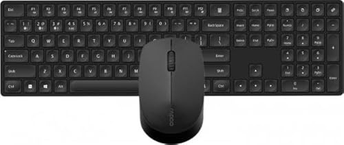Rapoo Set Wireless Maus + Tastatur (Computermaus, Mouse, Keyboard, Wireless, Bluetooth, 1300 DPI, USB-Empfänger) schwarz