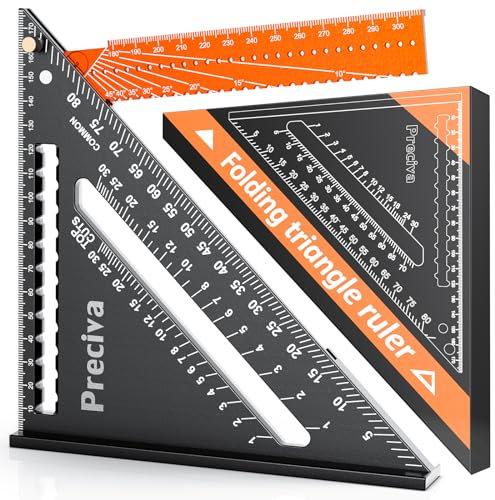 Zimmermannswinkel, Preciva Anschlagwinkel Multifunktionale Faltbare Dreieck Winkelmesser Aluminiumlegierung Lineal für Holzbearbeitung, Heimwerken, Handwerk