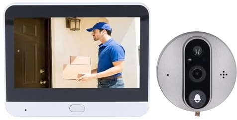 Video Doorbell, 2MP 1080P 5000MAH PIR Infrared Detection Night Vision Smart Camera Cat Eye Doorbell, for Monitoring Front Door