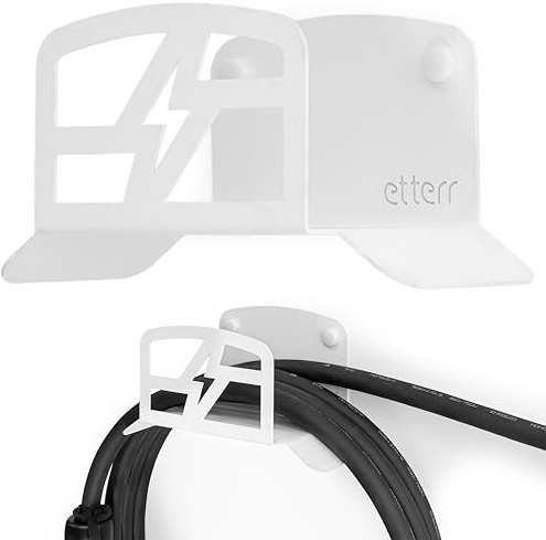 Elektrischer Auto-Ladegerät-Ständer. Basis, Wandhaken, Schlauch, Ladegerät für Elektroauto-Batterien, EV, Kabel-Organizer, Auto-Zubehör, Motorrad-Zubehör. (Weiß)