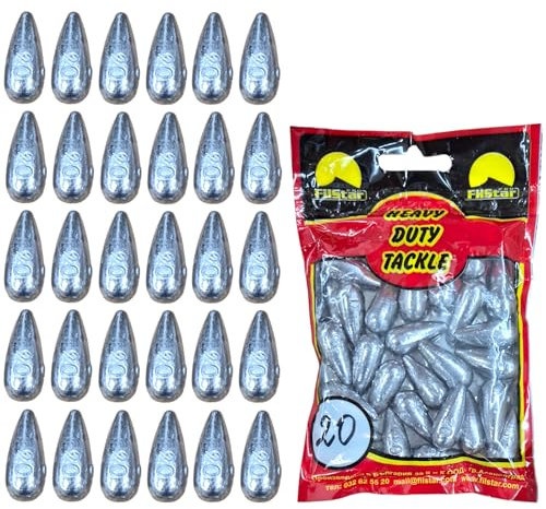 PRO FILSTAR Inline Grundblei Angeln Set 30 x 20g - Blei Angeln - Angel Bleie Set - Grundangeln - Birnenblei - Blei Gewicht - Angelblei - Fishing Weights - Bleigewichte – Karpfenblei – Tropfenblei