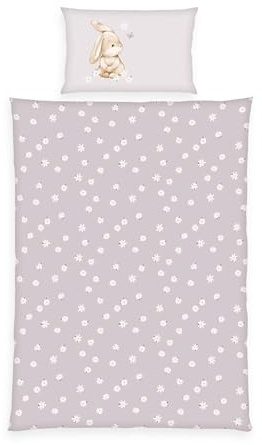 Herding babybest Bettwäsche Flower Bunny, Kopfkissenbezug ca. 40 x 60 cm, Bettbezug ca. 100 x 135 cm, Mit Knopfleiste und Hoteleinschlag, 100% Baumwolle, Flanell, Lila