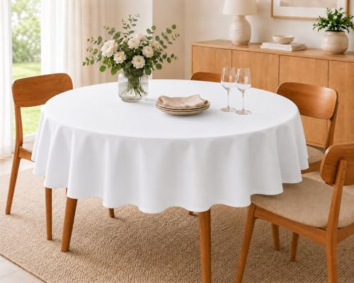 CozyHome&Living Tischdecke Rund 160 cm Weiß für Gastro, Hotel, Catering | Robuste Gastro-Tischwäsche für Restaurant, Hotel und Catering, belastbar, pflegeleicht und professionell einsetzbar