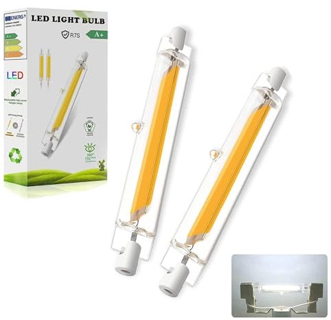 Dvnoua R7S LED 118mm Dimmbar, 20W R7S 118mm LED Lampen Ersatz für 200W Halogen Leuchtmittel, Kaltweiß 6000K, 2000LM Kein Flackern, 360°Abstrahlwinkel, 2er Pack