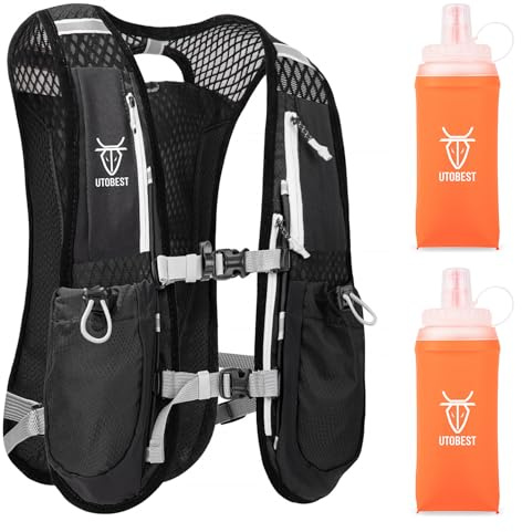 UTOBEST Laufrucksack 5L, Laufweste für Herren und Damen, Ultraleicht Reflektierend Trinkrucksack für Laufen, Marathon, Jogging, Radfahren