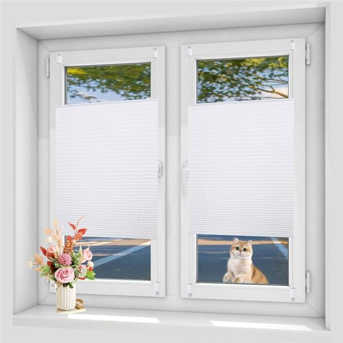 Plissee Klemmfix Ohne Bohren 120 x 200 cm Sonnenschutz, Lichtdurchlässig Plise Plisee Plisse Rollo Inkl. Aller Montage-Teile für Fenster & Tür, Weiß