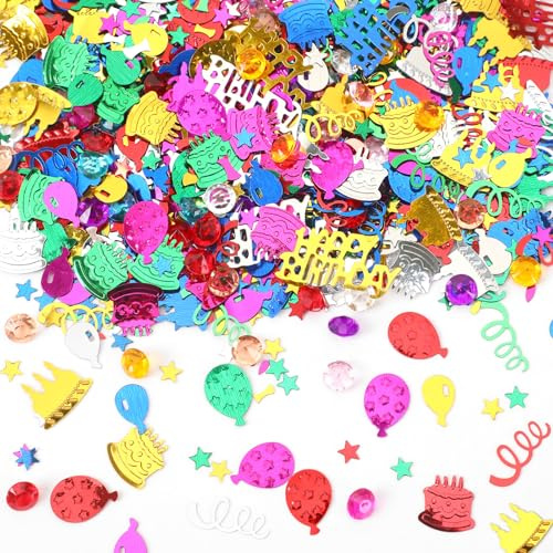 MARFOREVER Happy Birthday Glitter Confetti, Birthday Party Metallic Foil Table Confetti Multicolor Birthday Cake Balloon Sprinkles Table Centerpiece for Baby Shower Birthday Party Decorations | Birthday Party Metallic Foil Table Confetti, Birthday Cake Balloon Sprinkles Table Centerpiece, Baby Shower Party Decorations