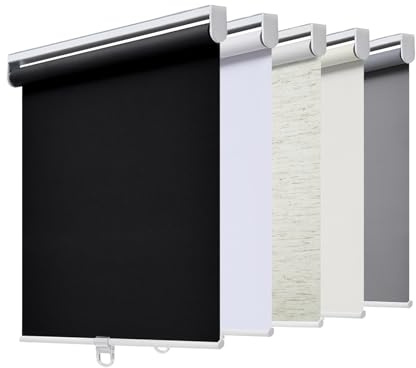 AOSKY Rollos Verdunkelnd ohne Kordel für Fenster & Türen mit Federsystem - UV-Schutz Rolladen Raumverdunkelung für Zuhause & Büro (100cm B x 180cm H, Schwarz)