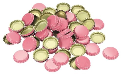 Luobannm 160 Stück Kronkorken zum Basteln, 2,5 cm Dekorative Bierflaschenverschlüsse Aus Metall, Große Menge, Abgeflachter Anhänger für Heimwerkerarbeiten, Rosa